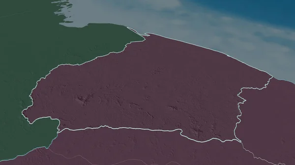 Zoom Barima Waini Regione Della Guyana Delineato Prospettiva Obliqua Mappa — Foto Stock