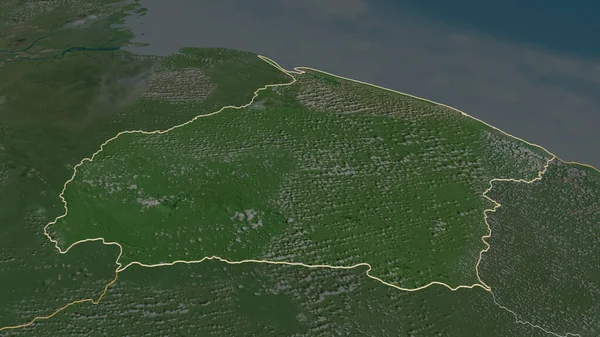 Ampliar Barima Waini Región Guyana Delineado Perspectiva Oblicua Imágenes Satélite —  Fotos de Stock