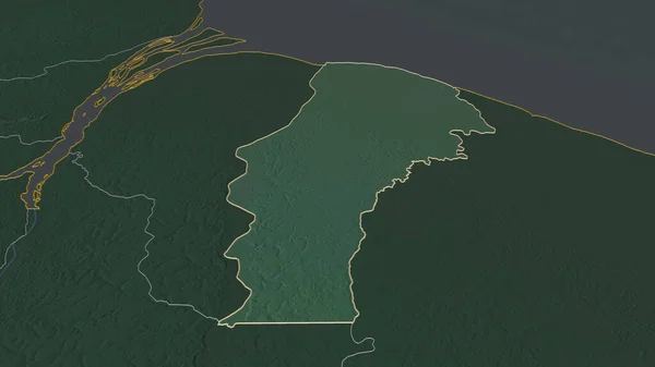 Ampliar Demerara Mahaica Región Guyana Delineado Perspectiva Oblicua Mapa Topográfico — Foto de Stock
