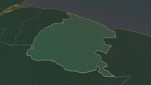 Ampliar Mahaica Berbice Región Guyana Delineado Perspectiva Oblicua Mapa Topográfico — Foto de Stock