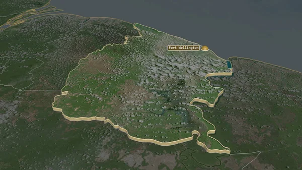 Mahaica Berbice ガイアナの地域 でズームアウト 嘘の見方だ 衛星画像 3Dレンダリング — ストック写真