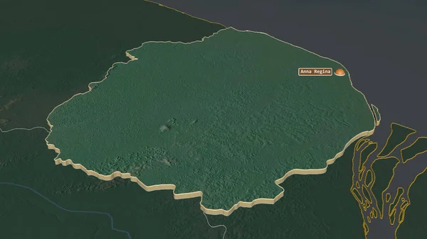 Ampliar Pomeroon Supenaam Región Guyana Extruido Perspectiva Oblicua Mapa Topográfico — Foto de Stock