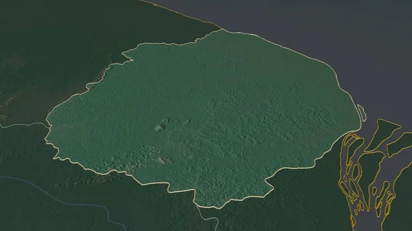 Ampliar Pomeroon Supenaam Región Guyana Delineado Perspectiva Oblicua Mapa Topográfico — Foto de Stock