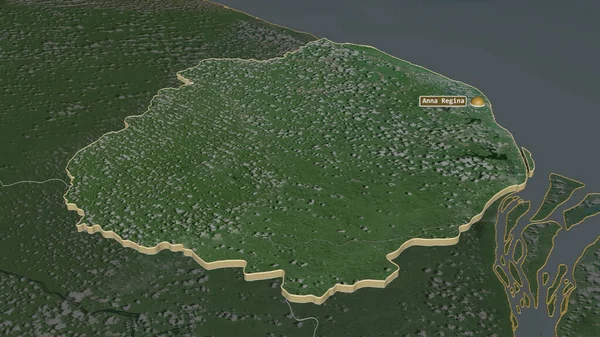 Ampliar Pomeroon Supenaam Región Guyana Extruido Perspectiva Oblicua Imágenes Satélite — Foto de Stock