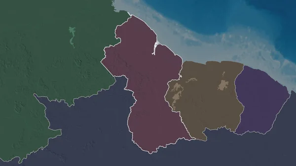 Umrissene Form Des Gebiets Von Guyana Farbige Landkarte Des Verwaltungsbezirks — Stockfoto