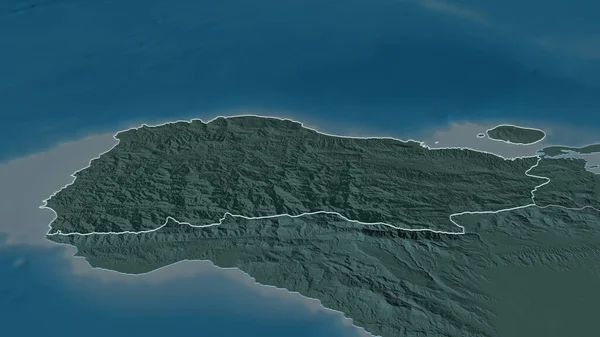 グランド アンセ ハイチ のズームアウト 嘘の見方だ 水面と行政区画の色と衝突した地図 3Dレンダリング — ストック写真