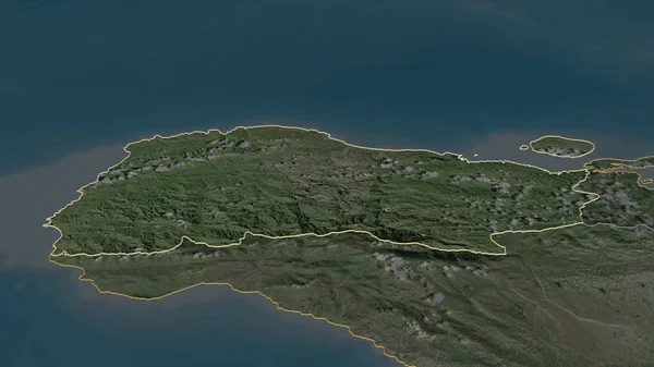 Zooma Grand Anse Departementet Haiti Beskrivs Svagt Perspektiv Satellitbilder Rendering — Stockfoto