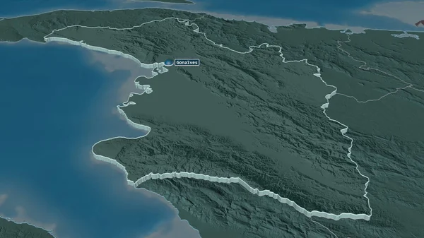 Zoom Artibonite Departamento Haiti Extrudido Perspectiva Óbvia Mapa Colorido Esburacado — Fotografia de Stock