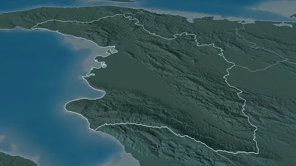 Powiększ Artibonite Departament Haiti Perspektywa Ukośna Kolorowa Wyboista Mapa Podziału — Zdjęcie stockowe