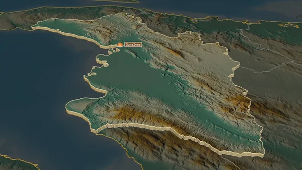 Zoom Artibonite Dipartimento Haiti Estruso Prospettiva Obliqua Mappa Topografica Rilievo — Foto Stock