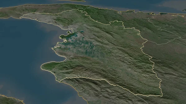 Zoom Artibonite Dipartimento Haiti Delineato Prospettiva Obliqua Immagini Satellitari Rendering — Foto Stock