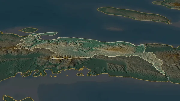 Zoom Nippes Departamento Haiti Delineado Perspectiva Óbvia Mapa Topográfico Relevo — Fotografia de Stock