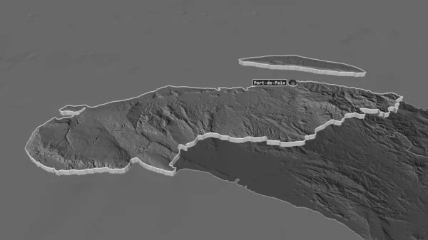 Zoom Auf Nord Ouest Departement Haiti Schräge Perspektive Karte Der — Stockfoto