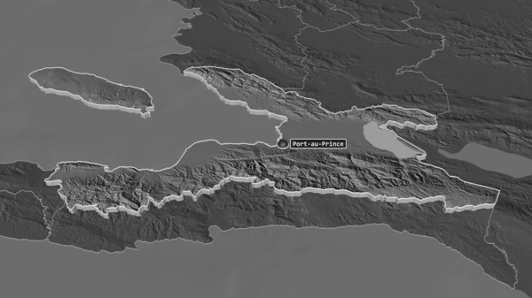 Приблизился Западу Департамент Гаити Непристойная Перспектива Карта Высоты Билевель Поверхностными — стоковое фото