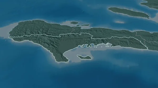 Zoom Sud Departement Haïti Geschetst Obliek Perspectief Gekleurde Hobbelige Kaart — Stockfoto