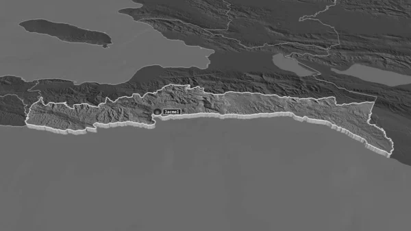 Ampliar Sud Est Departamento Haití Extruido Perspectiva Oblicua Mapa Elevación —  Fotos de Stock