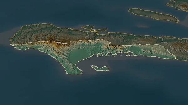 Přiblížit Sud Oddělení Haiti Nastínil Úhlová Perspektiva Topografická Reliéfní Mapa — Stock fotografie