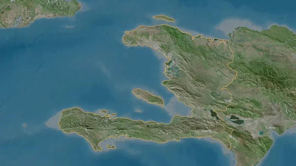 Umrissene Form Des Haiti Gebiets Satellitenbilder Rendering — Stockfoto