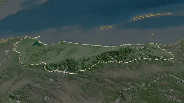 Ampliar Atlantida Departamento Honduras Esbozado Perspectiva Oblicua Imágenes Satélite Renderizado — Foto de Stock