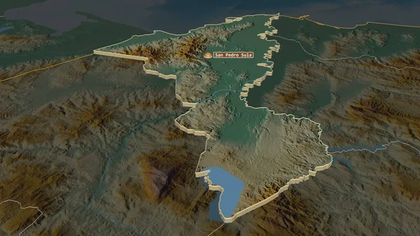 Збільшити Витрати Кортес Департамент Гондурасу Неймовірна Перспектива Карта Рельєфу Поверхневими — стокове фото