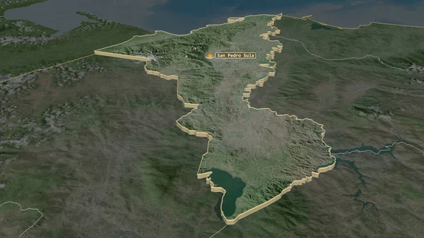 Zoom Auf Cortes Departement Honduras Schräge Perspektive Satellitenbilder Rendering — Stockfoto