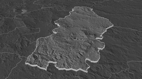 Ampliar Francisco Morazán Departamento Honduras Extruido Perspectiva Oblicua Mapa Elevación — Foto de Stock
