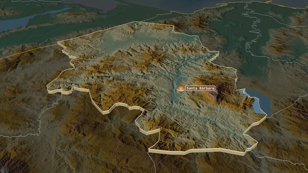 Zoom Santa Barbara Dipartimento Honduras Estruso Prospettiva Obliqua Mappa Topografica — Foto Stock