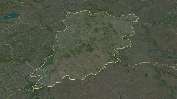 Zoom Bacs Kiskun County Hungary Outlined Oblique Perspective Satellite Imagery — Stock Photo, Image