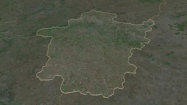 Zoom Bekes Contea Ungheria Delineato Prospettiva Obliqua Immagini Satellitari Rendering — Foto Stock