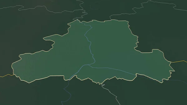 Přiblížit Csongrad Okres Maďarsko Nastínil Úhlová Perspektiva Topografická Reliéfní Mapa — Stock fotografie