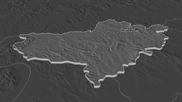 Zoom Auf Nograd Landkreis Ungarn Schräge Perspektive Karte Der Höhenlage — Stockfoto