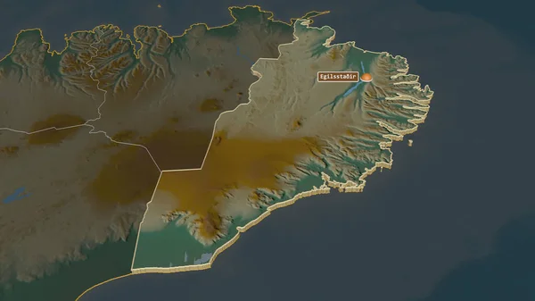Ampliar Austurland Región Islandia Extruido Perspectiva Oblicua Mapa Topográfico Relieve — Foto de Stock