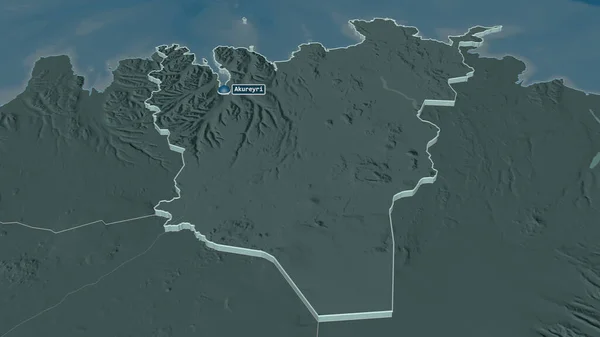 Ampliar Halshreppur Región Islandia Extruido Perspectiva Oblicua Mapa Coloreado Tocado — Foto de Stock