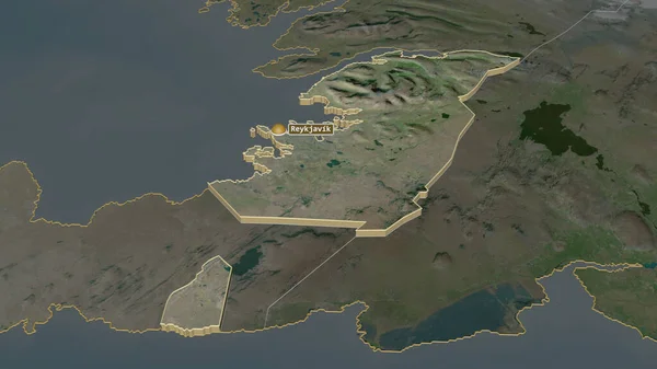 Zoom Sur Hofuborgarsvi Région Islande Extrudé Perspective Oblique Imagerie Satellite — Photo