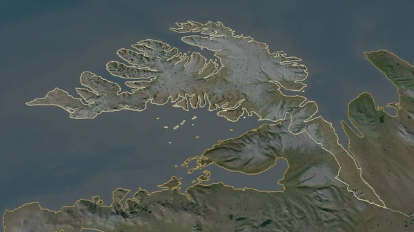 Zoom Vestfirir Regio Van Ijsland Geschetst Obliek Perspectief Satellietbeelden Weergave — Stockfoto