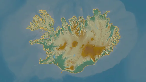 Forma Delineata Dell Area Islandese Mappa Topografica Rilievo Con Acque — Foto Stock