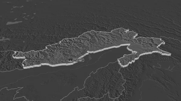 Ampliar Arunachal Pradesh Estado India Extruido Perspectiva Oblicua Mapa Elevación —  Fotos de Stock
