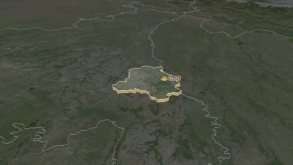 デリーの首都圏 インドの労働組合地域 で拡大押出 嘘の見方だ 衛星画像 3Dレンダリング — ストック写真