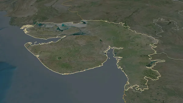 Zooma Gujarat Delstaten Indien Beskrivs Svagt Perspektiv Satellitbilder Rendering — Stockfoto