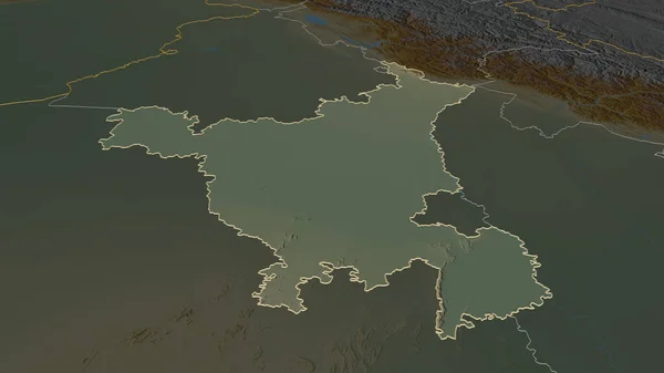 Zoom Haryana Stato Dell India Delineato Prospettiva Obliqua Mappa Topografica — Foto Stock