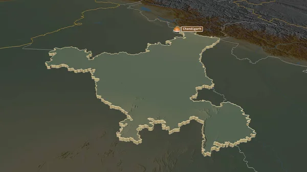 Приблизиться Харьяне Штат Индия Экструдировали Непристойная Перспектива Карта Рельефа Поверхностными — стоковое фото