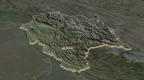 Zoom Himachal Pradesh Territorio Unión India Extruido Perspectiva Oblicua Imágenes — Foto de Stock