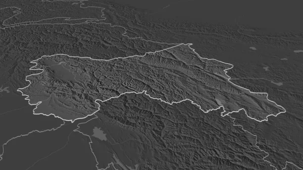 Ampliar Jammu Cachemira Estado India Esbozadas Perspectiva Oblicua Mapa Elevación — Foto de Stock