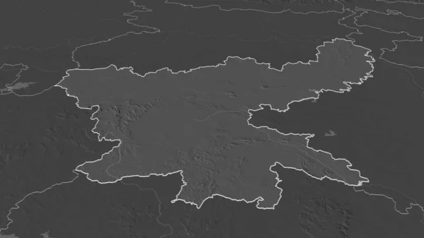 Ampliar Jharkhand Estado India Esbozado Perspectiva Oblicua Mapa Elevación Bilevel — Foto de Stock