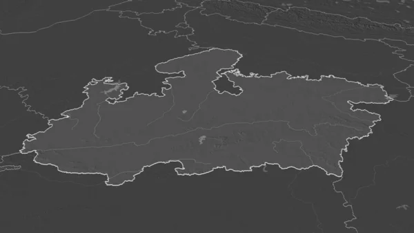 Ampliar Madhya Pradesh Estado India Delineado Perspectiva Oblicua Mapa Elevación —  Fotos de Stock