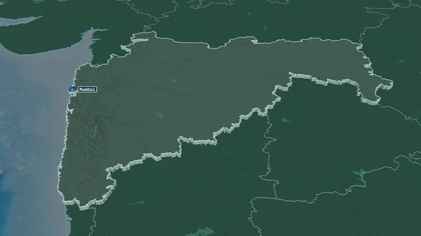 Zoom Maharashtra Stato Dell India Estruso Prospettiva Obliqua Mappa Colorata — Foto Stock