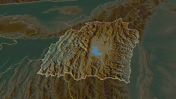 Zoom Manipur Staat India Geschetst Obliek Perspectief Topografische Reliëfkaart Met — Stockfoto
