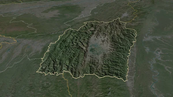 Ampliar Manipur Estado India Esbozado Perspectiva Oblicua Imágenes Satélite Renderizado — Foto de Stock