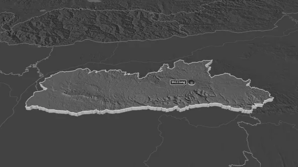 Мегхалайе Штат Индия Произошло Землетрясение Непристойная Перспектива Карта Высоты Билевель — стоковое фото