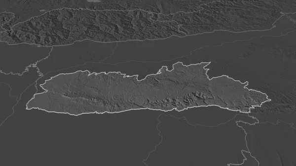 Ampliar Meghalaya Estado India Esbozado Perspectiva Oblicua Mapa Elevación Bilevel — Foto de Stock
